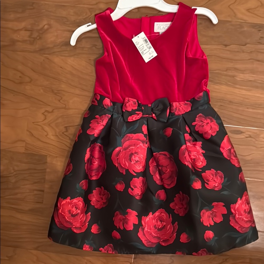 Velvet and satin flower dress